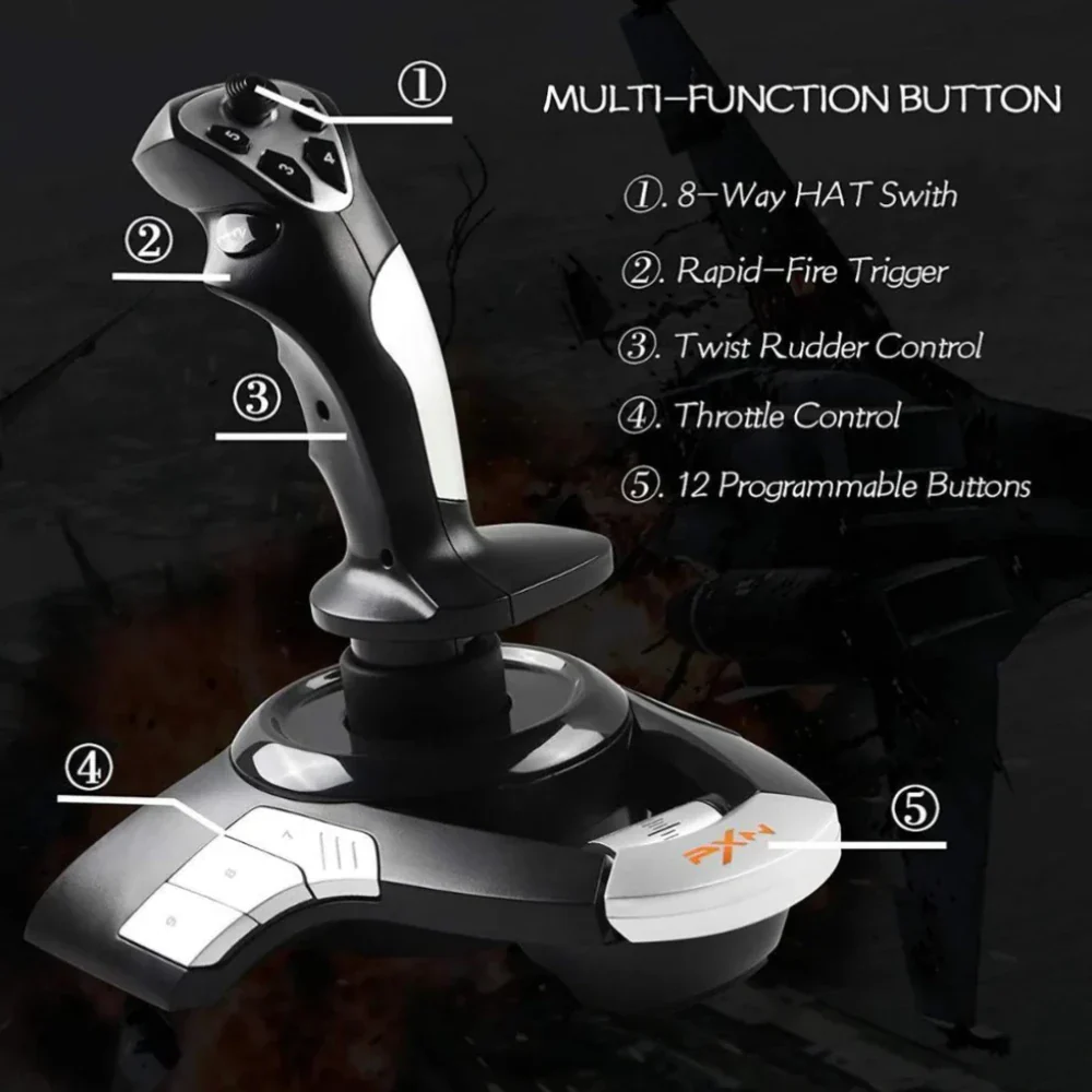 PXN-F16 Flight Joystick for PC-Black - Image 6