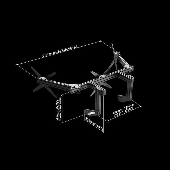 Trak Racer Large Cockpit-Mounted Triple Monitor Mount - 1500mm / 47.25" Wide - Image 3