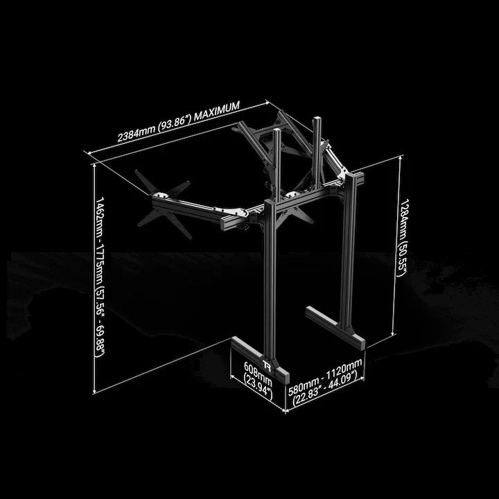 Trak Racer Large Freestanding Quad Monitor Stand - 1200mm / 47.25" Wide - Image 5